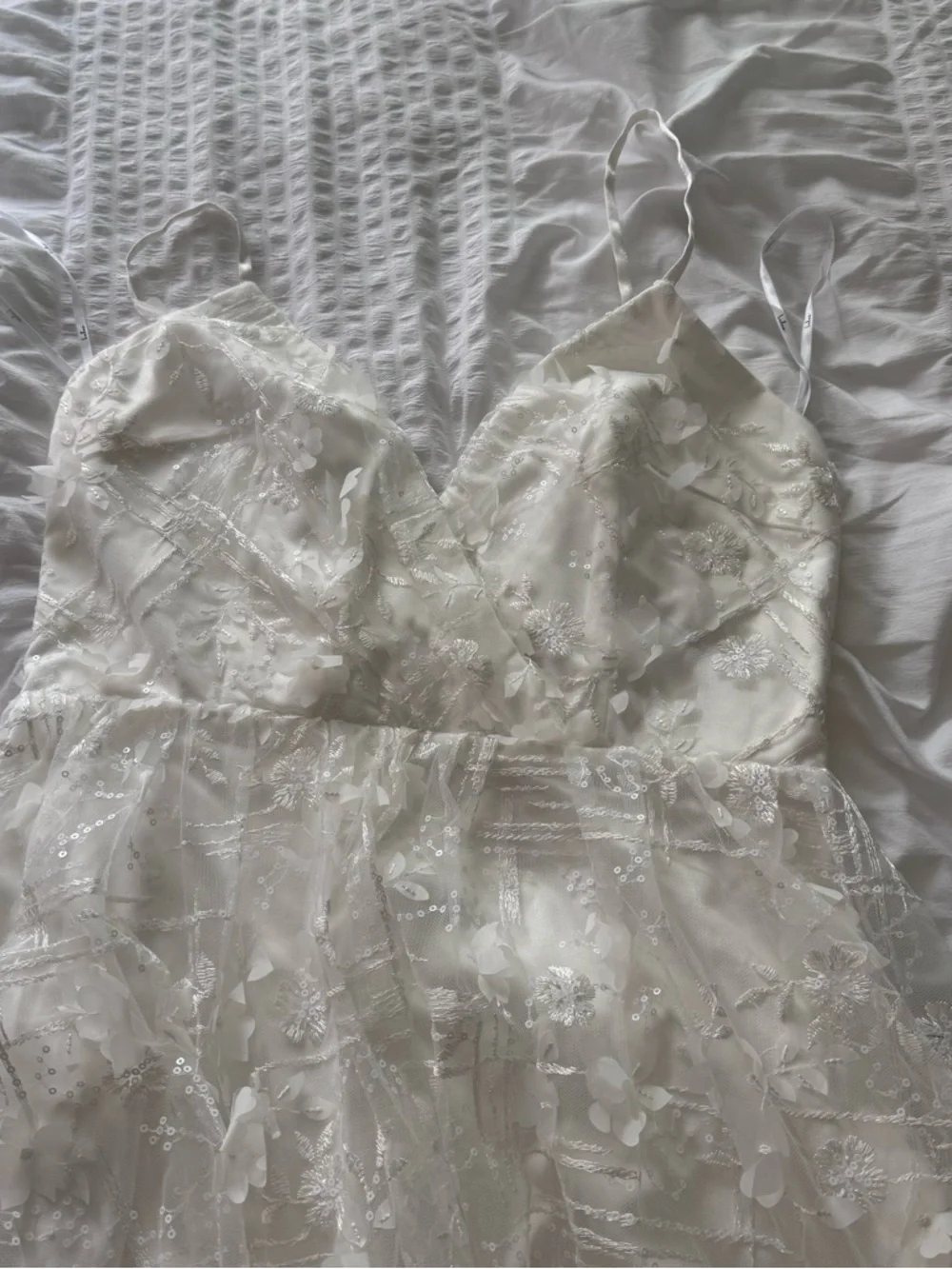 Lulu's Springtime Soiree White Sequin 3D Floral Applique Midi Dress - Picture 7 of 10